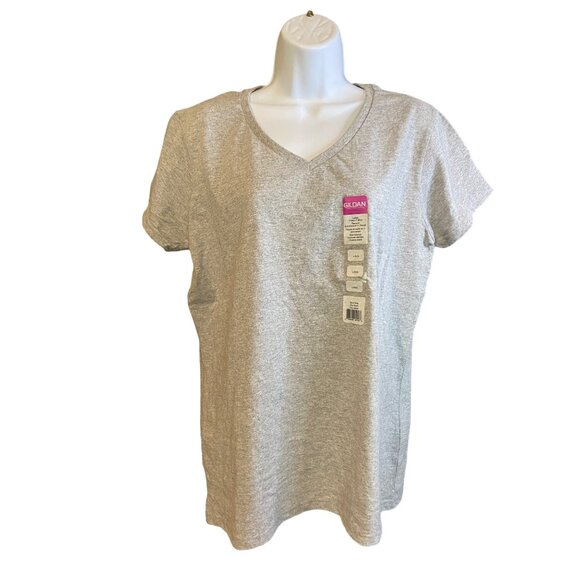 New Gildan Short Sleeve  T Shirt Womens Large Gray - Picture 1 of 7